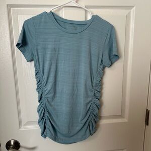 Eddie Bauer Light Blue Ruched Short Sleeve Top